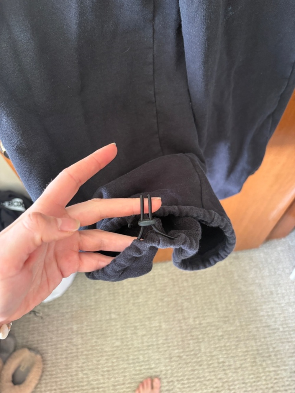 Black draw-string adjustable sweatpants